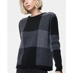 Anine Bing Plaid Gray/Black Sweater- Medium